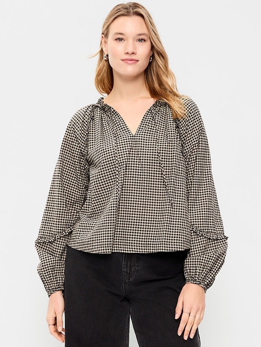 Image number 5 showing, Long-Sleeve Ruffle Trim Top