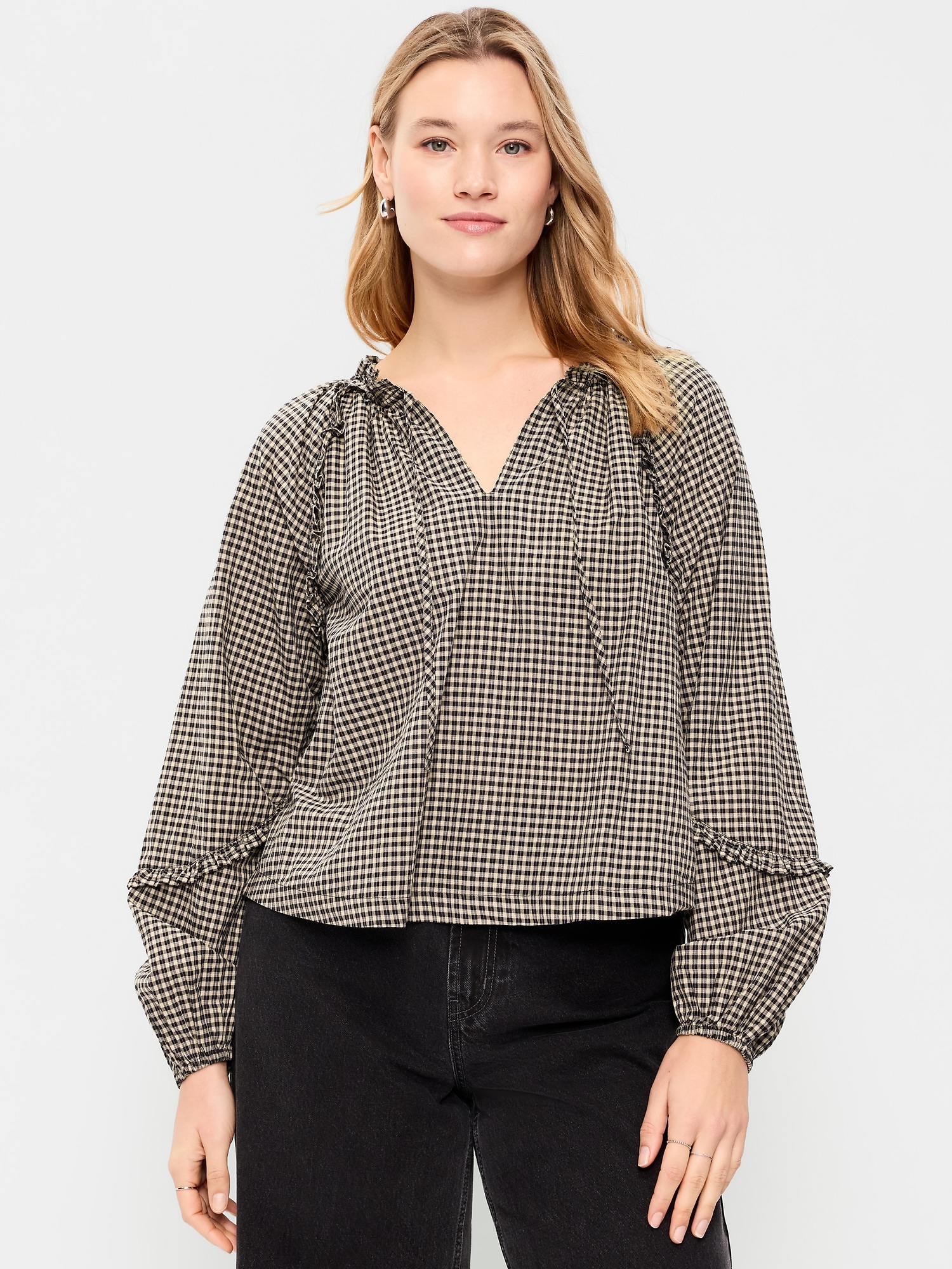 Image number 5 showing, Long-Sleeve Ruffle Trim Top