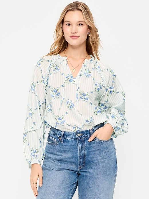 Image number 4 showing, Long-Sleeve Ruffle Trim Top