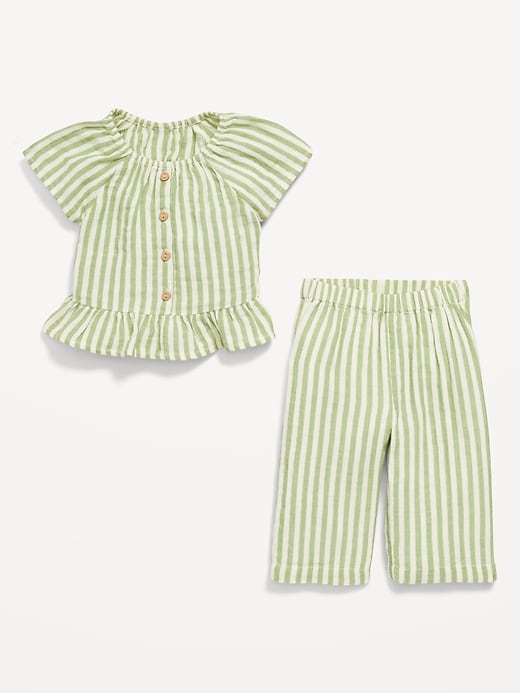 Image number 2 showing, Flutter-Sleeve Top and Wide-Leg Pants Set for Baby