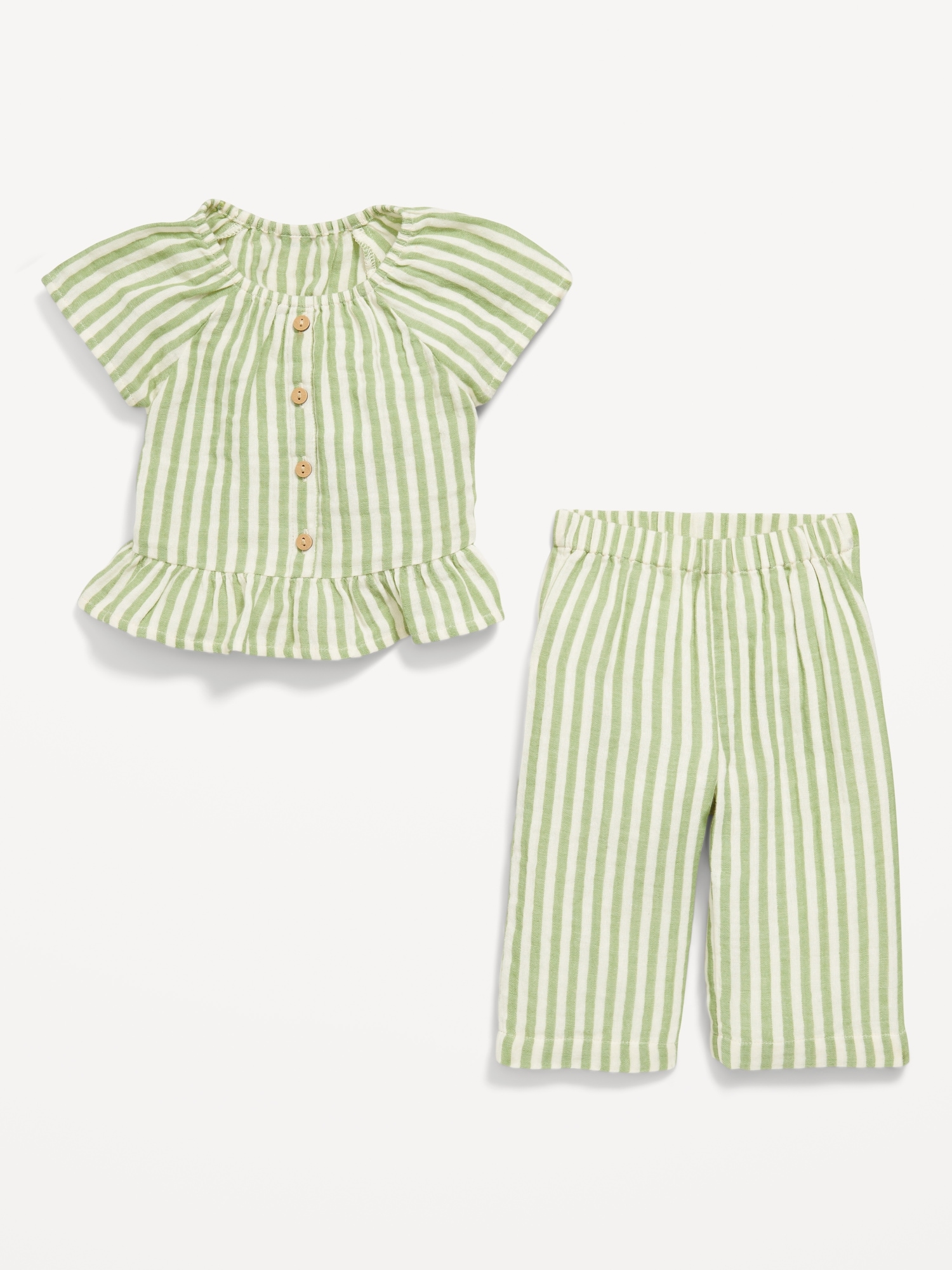 Flutter-Sleeve Top and Wide-Leg Pants Set for Baby