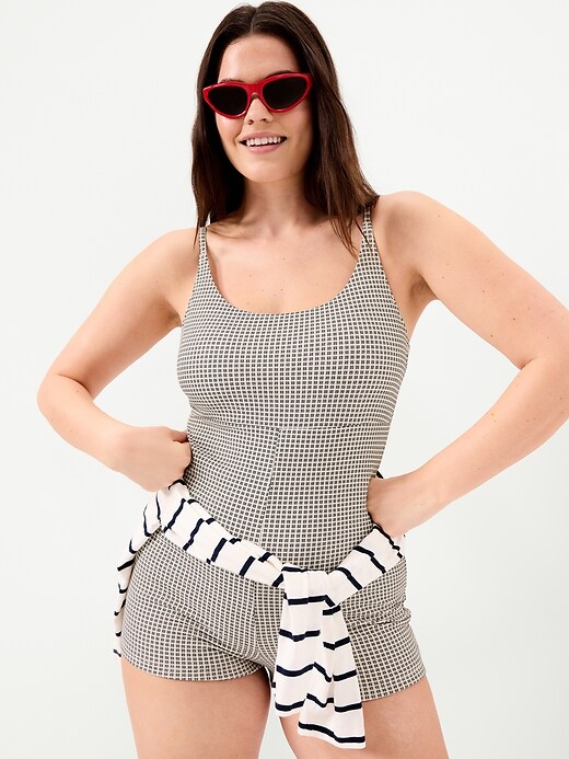 Image number 3 showing, Textured Swim Romper -- 2.5-inch inseam