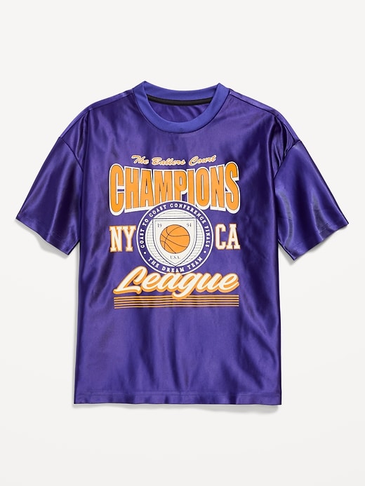 Image number 1 showing, Oversized Shiny Graphic Jersey T-Shirt for Boys