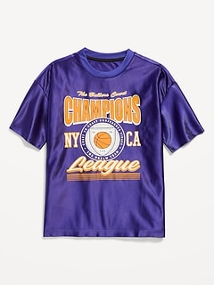 Oversized Shiny Graphic Jersey T-Shirt for Boys