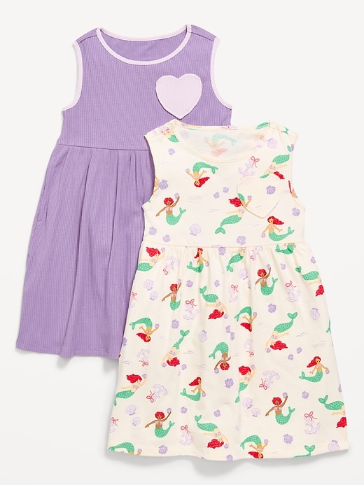 Image number 1 showing, Sleeveless Heart-Pocket Dress 2-Pack for Toddler Girls