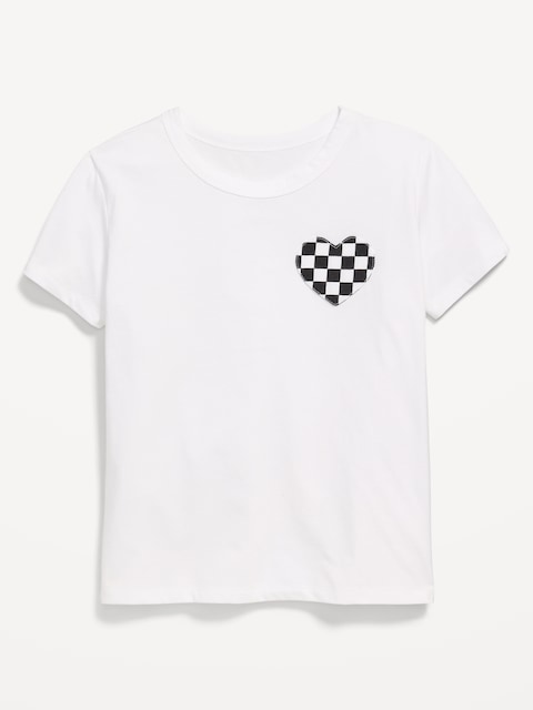 Softest Short-Sleeve Heart-Pocket T-Shirt for Girls