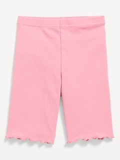 Ribbed Lettuce-Edge Biker Shorts for Girls