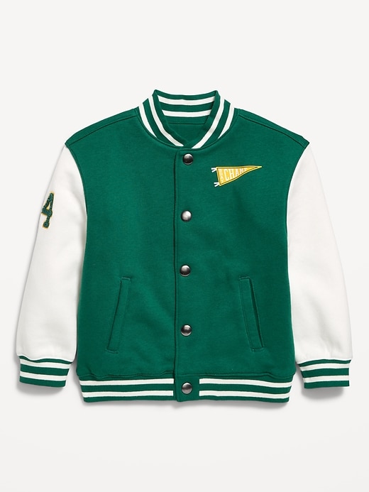 Image number 1 showing, Oversized Fleece Bomber Jacket for Toddler Boys