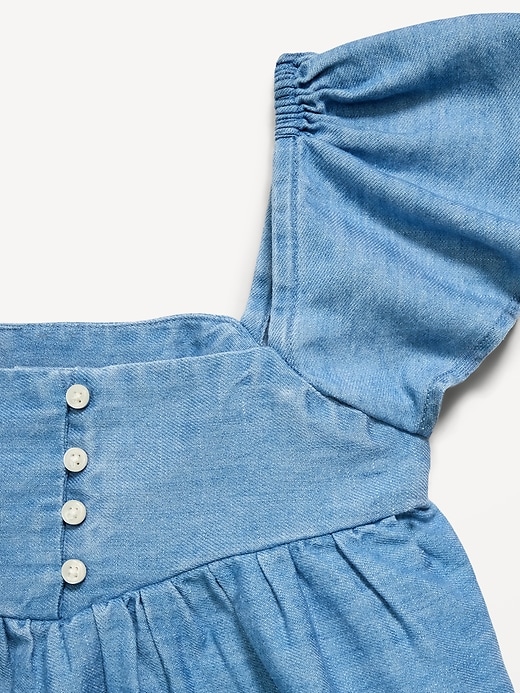 Image number 4 showing, Flutter-Sleeve Chambray Top for Girls