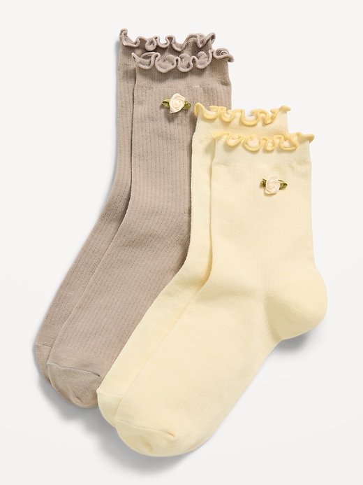Image number 1 showing, Ruffled Quarter Crew Sock 2-Pack for Women