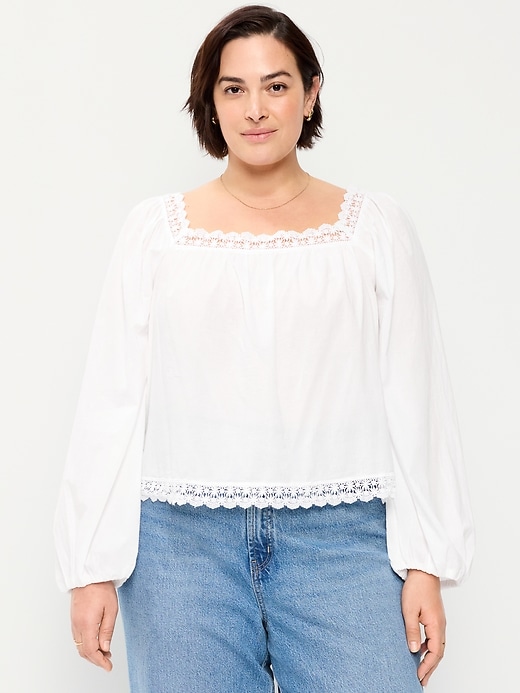 Image number 7 showing, Long-Sleeve Lace Trim Top