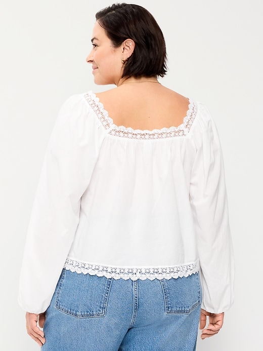 Image number 8 showing, Long-Sleeve Lace Trim Top