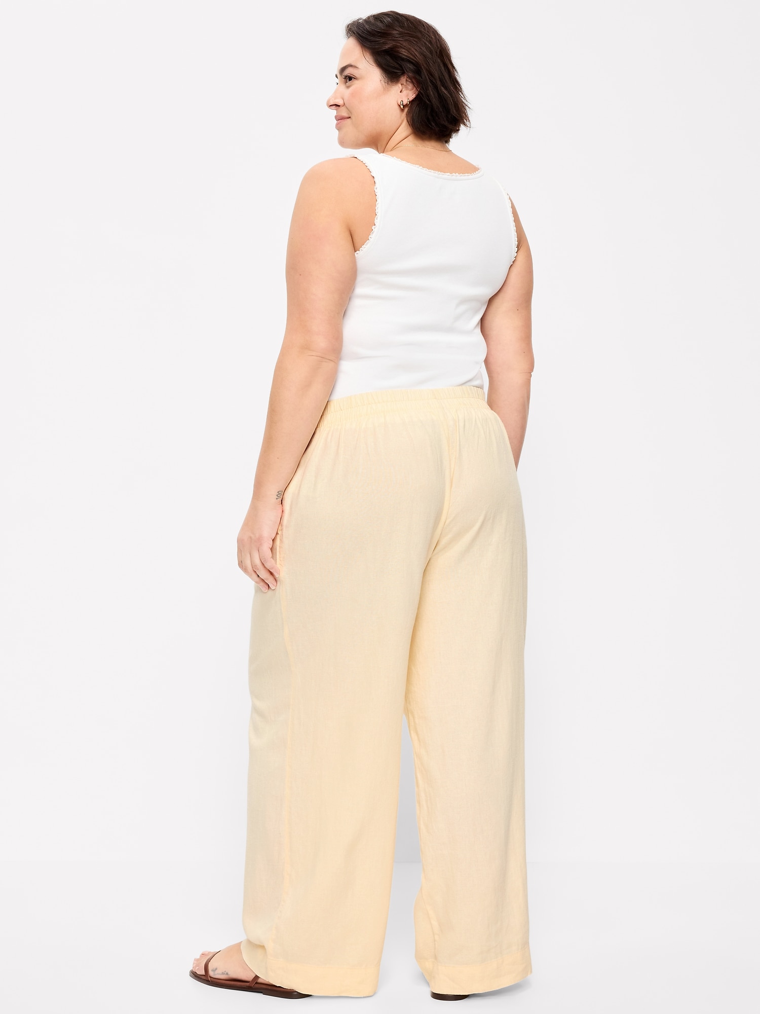 Image number 9 showing, High-Waisted Linen-Blend Super Wide-Leg Pants