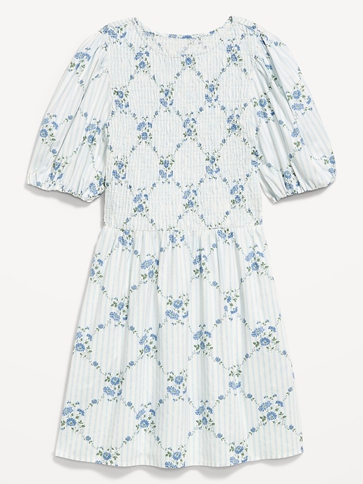 Image number 1 showing, Puff-Sleeve Smocked Fit & Flare Mini Dress
