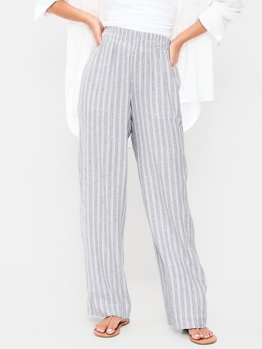 Image number 2 showing, High-Waisted Linen-Blend Super Wide-Leg Pants