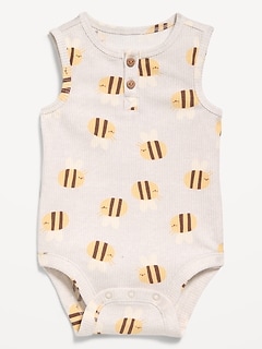 Sleeveless Ribbed Henley Bodysuit for Baby