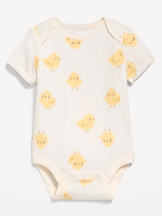 Image number 1 showing, Printed Unisex Short-Sleeve Ribbed Bodysuit for Baby