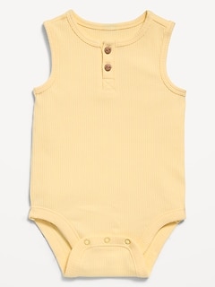 Sleeveless Ribbed Henley Bodysuit for Baby