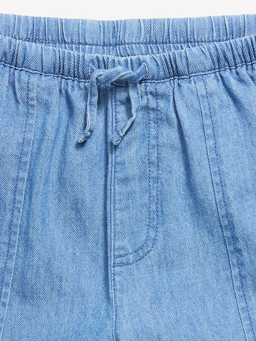 Image number 3 showing, Pull-On Wide-Leg Chambray Pants for Girls