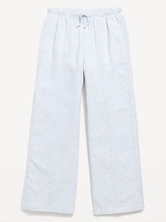 Striped Linen-Blend Wide-Leg Pants for Girls
