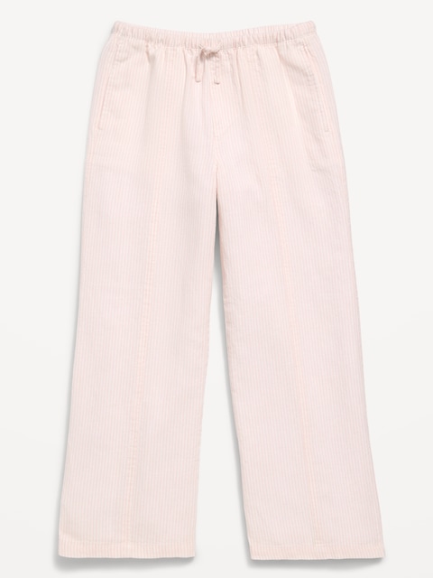 Striped Linen-Blend Wide-Leg Pants for Girls