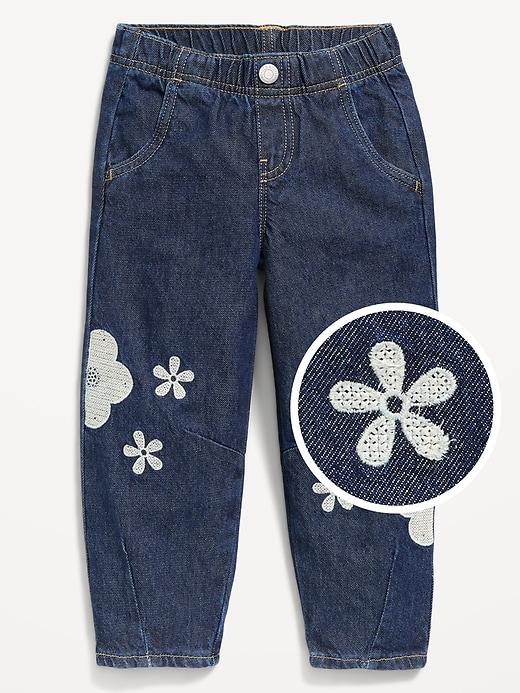 Image number 1 showing, Pull-On Baggy Barrel-Leg Jeans for Toddler Girls