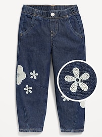 Image number 1 showing, Pull-On Baggy Barrel-Leg Jeans for Toddler Girls