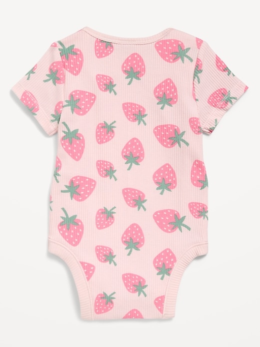 Image number 2 showing, Printed Short-Sleeve Ribbed Bodysuit for Baby