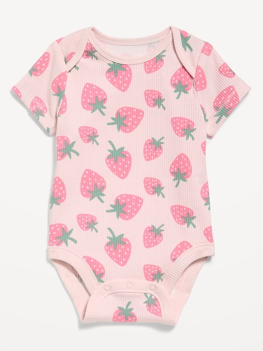 Image number 1 showing, Printed Short-Sleeve Ribbed Bodysuit for Baby