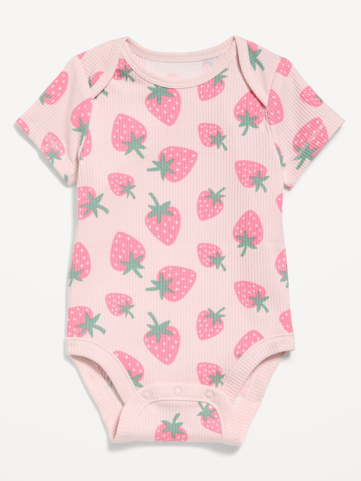 Printed Short-Sleeve Ribbed Bodysuit for Baby