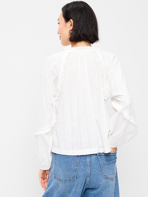 Image number 2 showing, Long-Sleeve Ruffled Popover Top