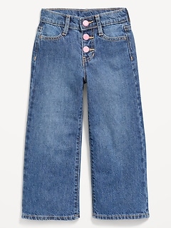 Baggy Button-Fly Wide-Leg Jeans for Toddler Girls