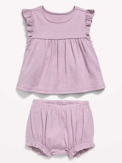 Image number 2 showing, Ribbed Flutter-Sleeve Top and Shorts Set for Baby