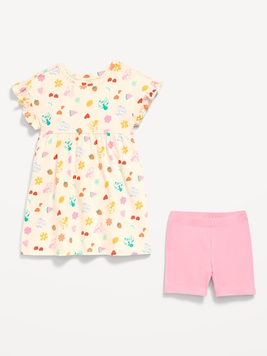 Image number 2 showing, Disney© Ruffled Short-Sleeve Dress and Biker Shorts Set for Toddler Girls