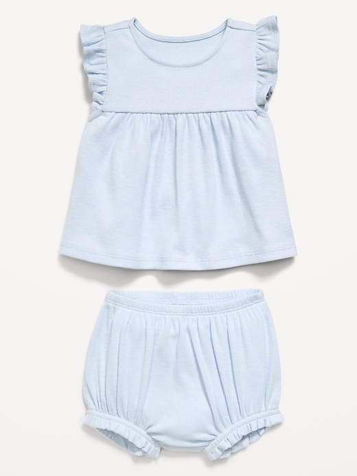 Image number 2 showing, Ribbed Flutter-Sleeve Top and Shorts Set for Baby