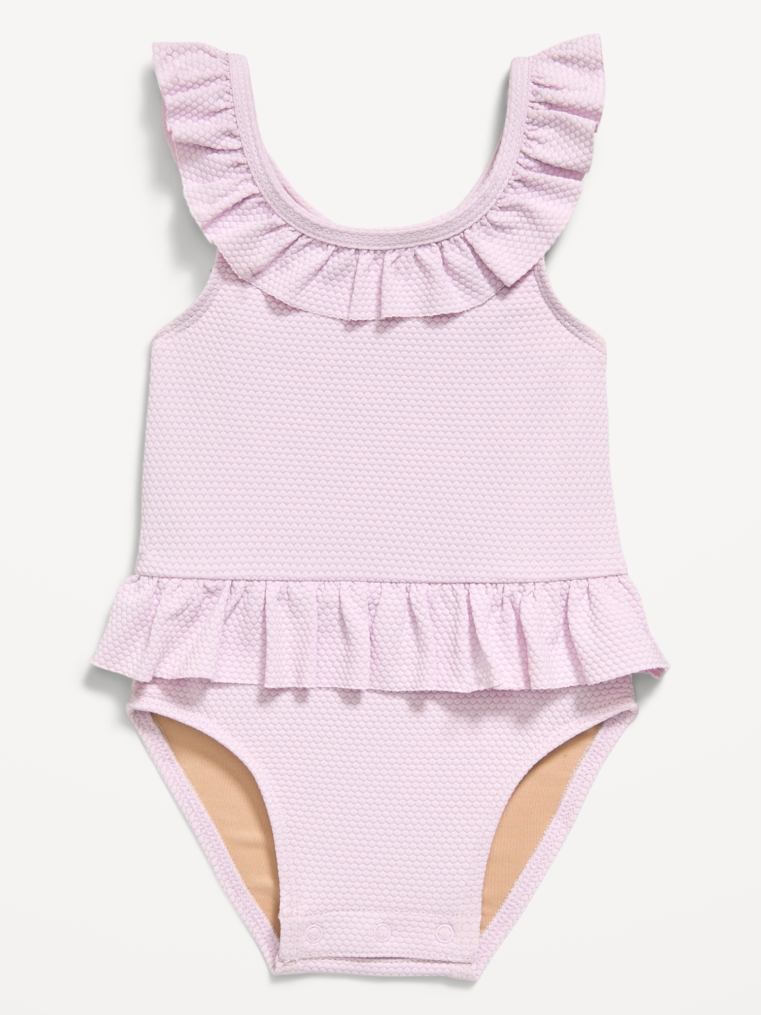Textured Ruffle-Trim One-Piece Swimsuit for Baby