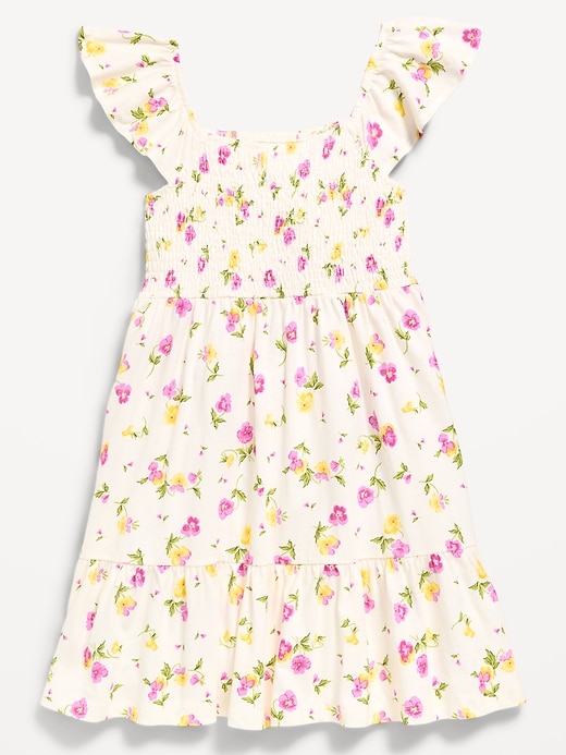 Image number 3 showing, Printed Fit and Flare Smocked Dress for Girls