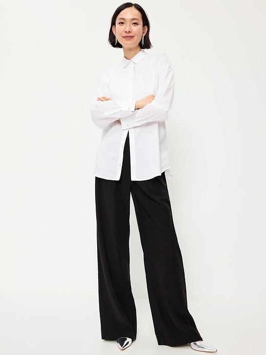 Oversized Button-Down Tuxedo Shirt