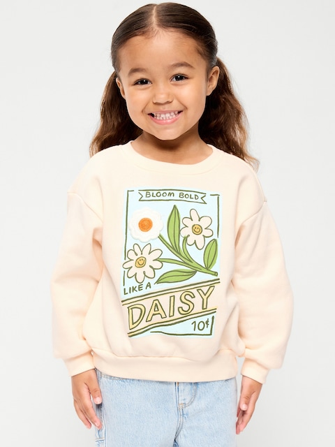Crew-Neck Graphic Sweatshirt for Toddler Girls