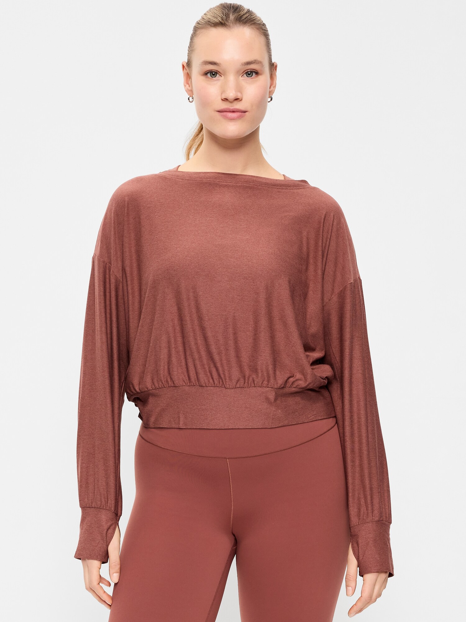 Женский топ Old Navy CloudMotion Boatneck Top, цвет: Тёмно-бордовый — фото 5
