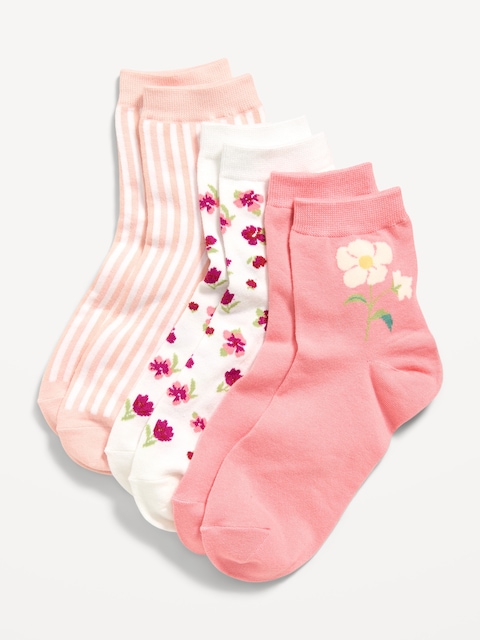 Novelty Quarter Crew Socks 3-Pack for Women