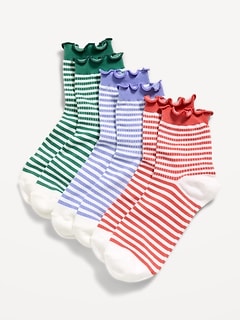Ruffled Crew Sock 3-Pack for Women