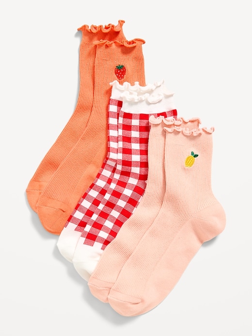 Image number 1 showing, Ruffled Crew Sock 3-Pack for Women