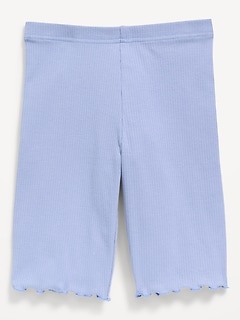 Ribbed Lettuce-Edge Biker Shorts for Girls