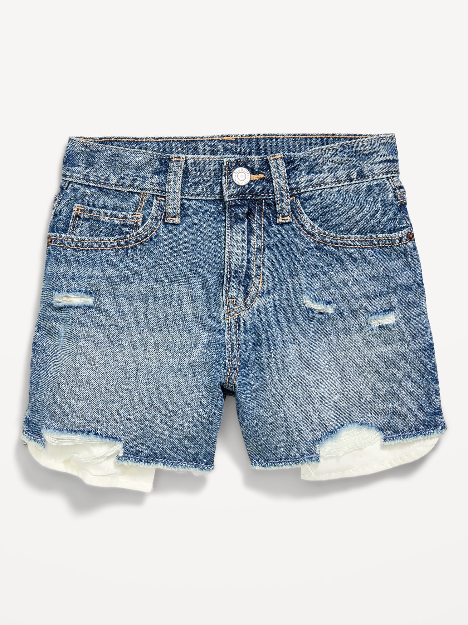 High-Waisted Ripped Frayed-Hem Jean Shorts for Girls