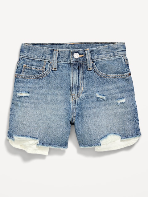 High-Waisted Ripped Frayed-Hem Jean Shorts for Girls