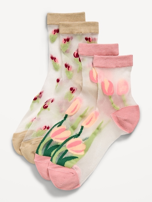 Image number 2 showing, Sheer Quarter Crew Sock 2-Pack for Women