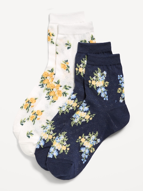 Floral Crew Socks 2-Pack for Women