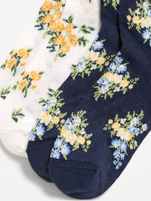 Image number 3 showing, Floral Crew Socks 2-Pack for Women