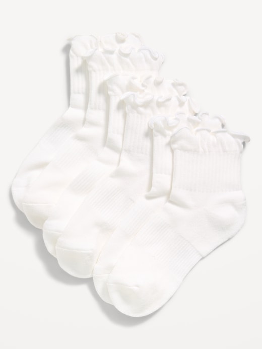 Image number 1 showing, Ruffled Athletic Socks 3-Pack for Girls